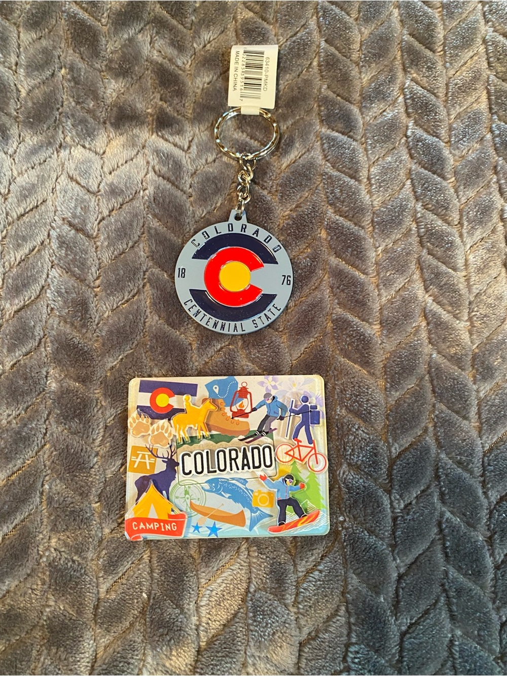Colorado Centennial State Keychain and magnet- Red, Yellow, Blue